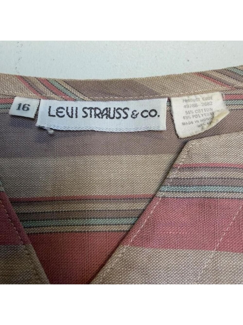 Vintage 70's Levi Strauss & Co Pastel Striped Blouse Top Women's 16 Western Boho - Picture 2 of 6